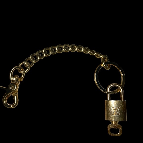 Louis Vuitton Accessories - Louis VUITTON Vintage Padlock & Key Set with Brass Lobster Clasp Keyfob🔒🔑